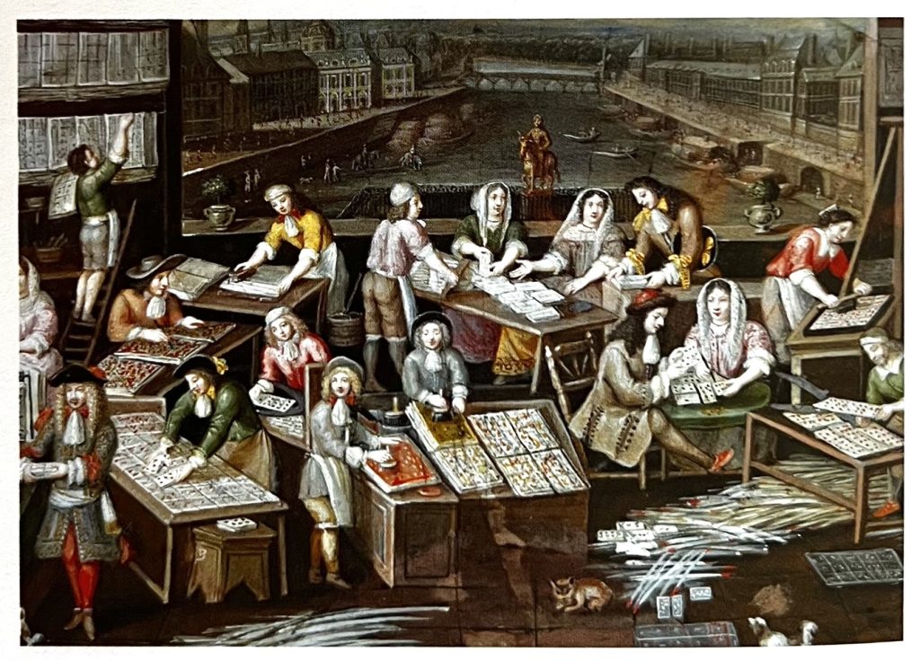 17th century depiction of a card factory from musee carnavalet - welvis da energia